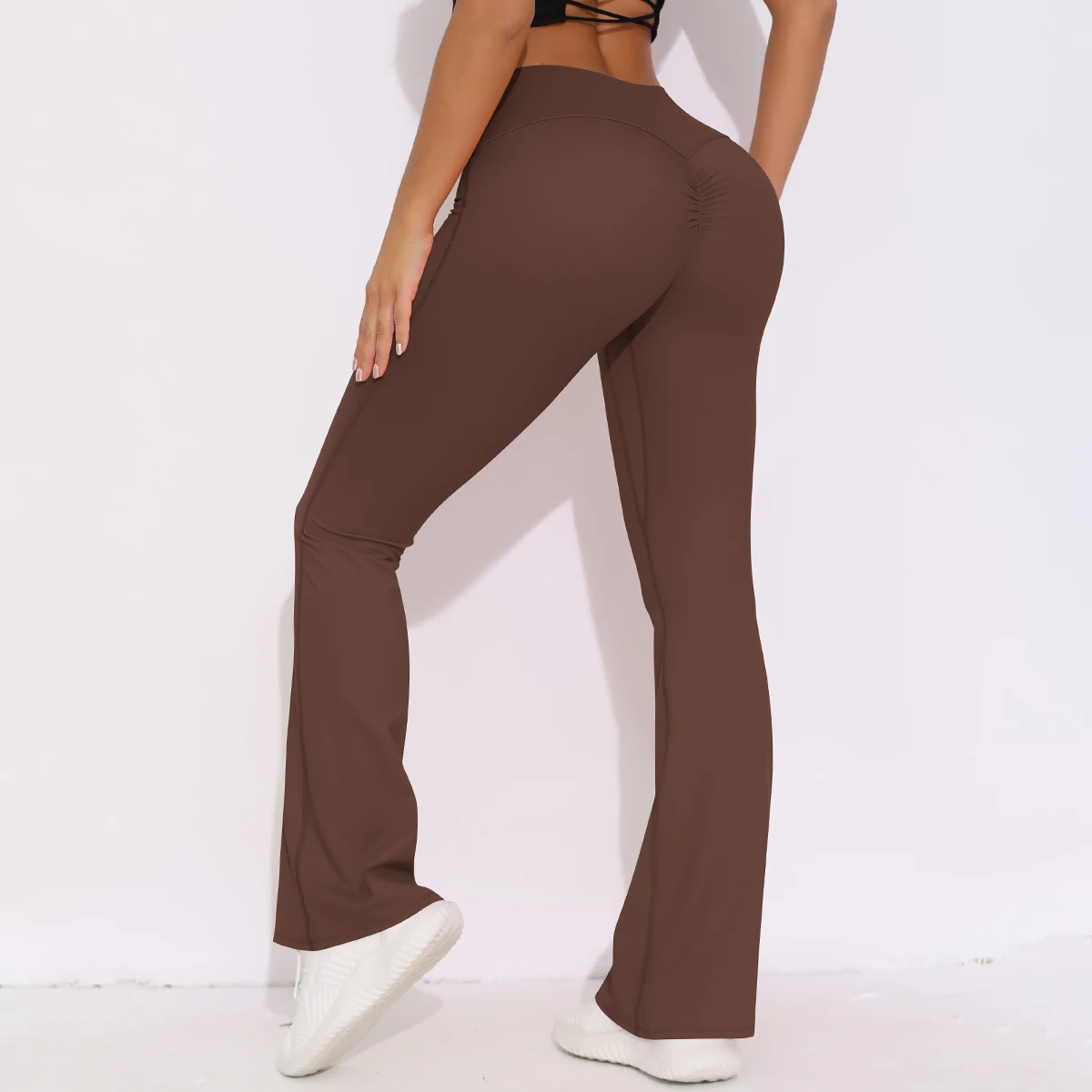Women Yoga Bell-bottoms Tight Scrunch Butt Lifting Dance High Waist Tights Sport Pants Gym Running Breathable Fitness Leggings