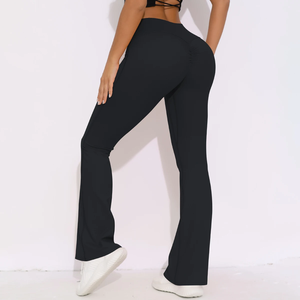 Women Yoga Bell-bottoms Tight Scrunch Butt Lifting Dance High Waist Tights Sport Pants Gym Running Breathable Fitness Leggings