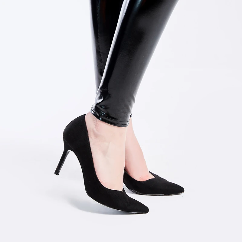 Women Black Leggings Sexy High Waist Elastic Pu Leather Skinny Pants Shiny Wet Look Metallic Latex Leggings Plus Size XXXL