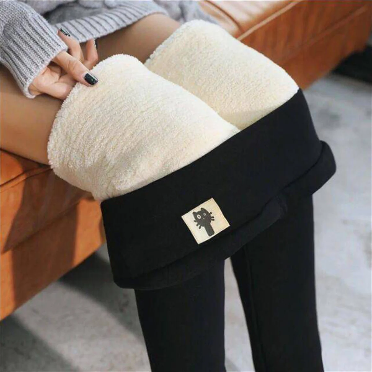 Women Lamb Fleece Legging Seamless High Waist Thick Thermal Legging Fashion Winter Warm Female Tights Insulated Pantalon Pants