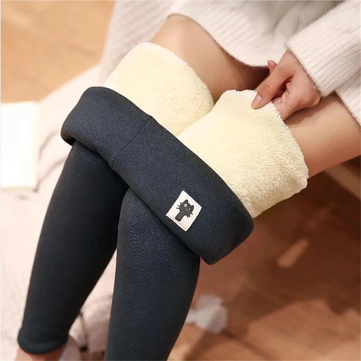 Women Lamb Fleece Legging Seamless High Waist Thick Thermal Legging Fashion Winter Warm Female Tights Insulated Pantalon Pants