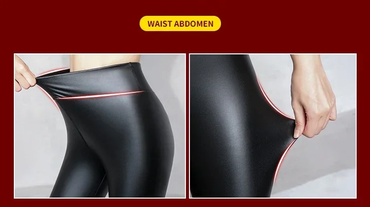 Women's Pants Sexy Velvet PU Leather Leggings Winter New Ladies High Waist Fleece Matte Thick Warm Woman Clothing