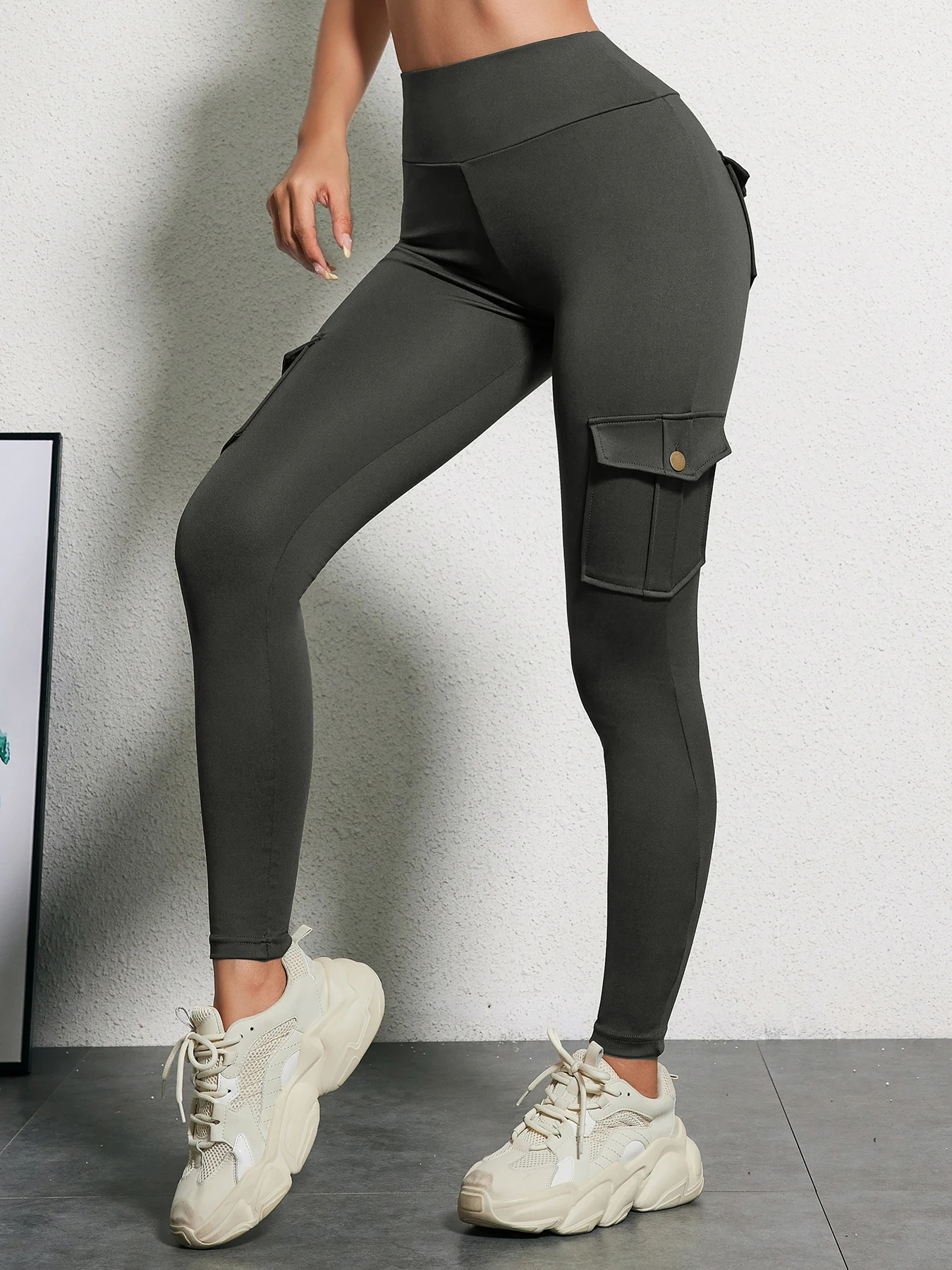 1PCS Work Pocket Women Leggings Elastic Butt Lifting Fitness Tights 2025 New Athletic Pants Fashion Streetwear