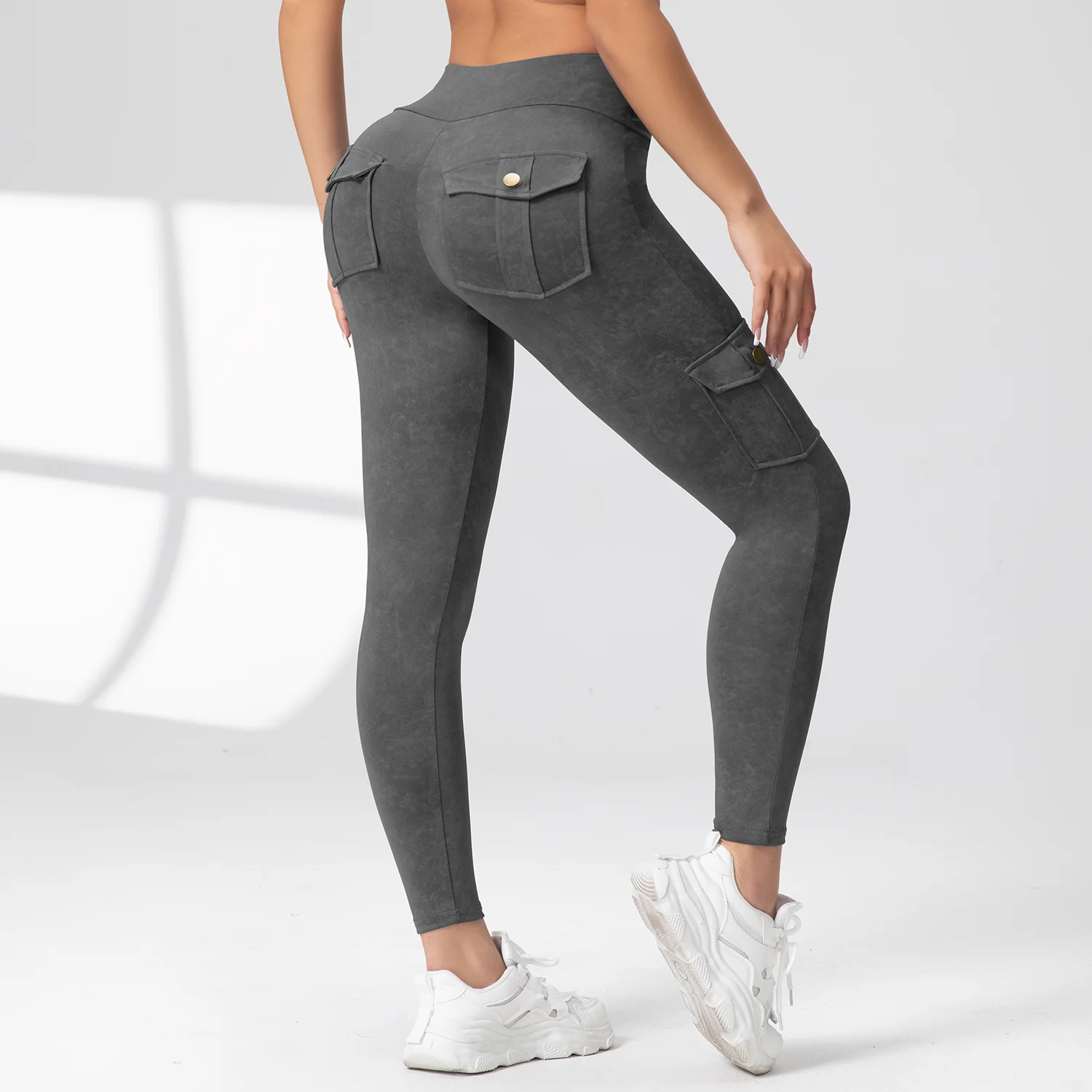 1PCS Work Pocket Women Leggings Elastic Butt Lifting Fitness Tights 2025 New Athletic Pants Fashion Streetwear