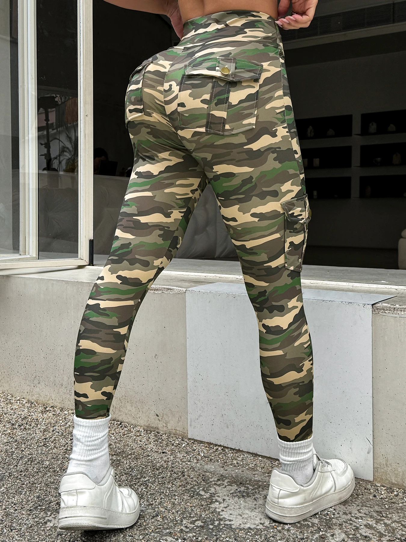 1PCS Work Pocket Women Leggings Elastic Butt Lifting Fitness Tights 2025 New Athletic Pants Fashion Streetwear