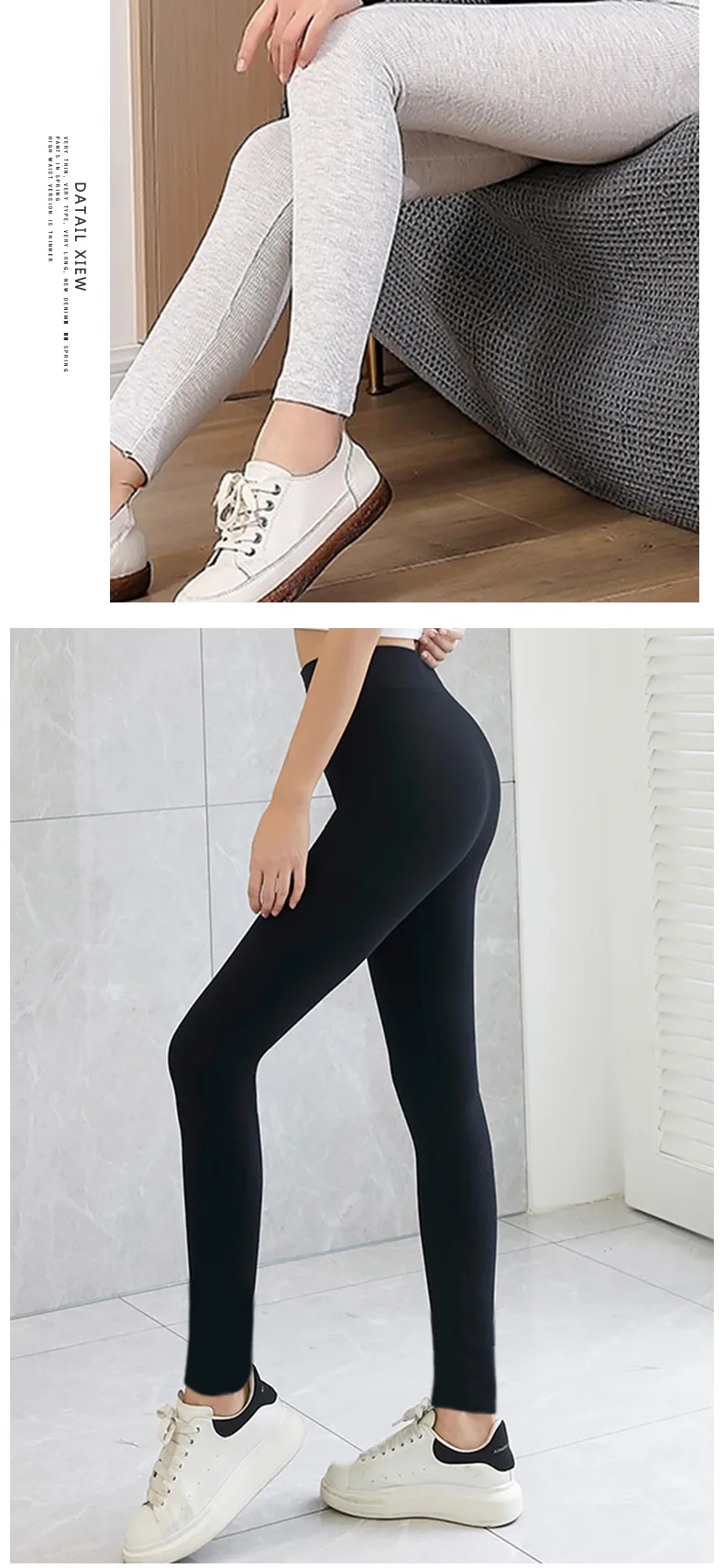 Ribbed Cotton Leggings Women Spring and Autumn Tights High Elastic Skinny Casual Pants Workout Walking Solid Leggings for Women