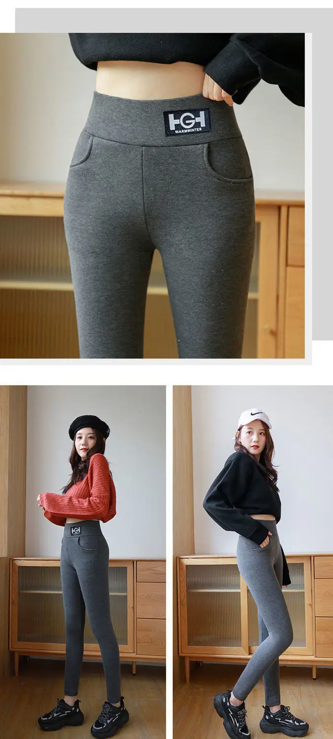 ​​Women's Fleece Lined Thermal Leggings Winter Warm Tights No-Slip Waistband Outdoor Streetwear Yoga Pants High Density Plush​​