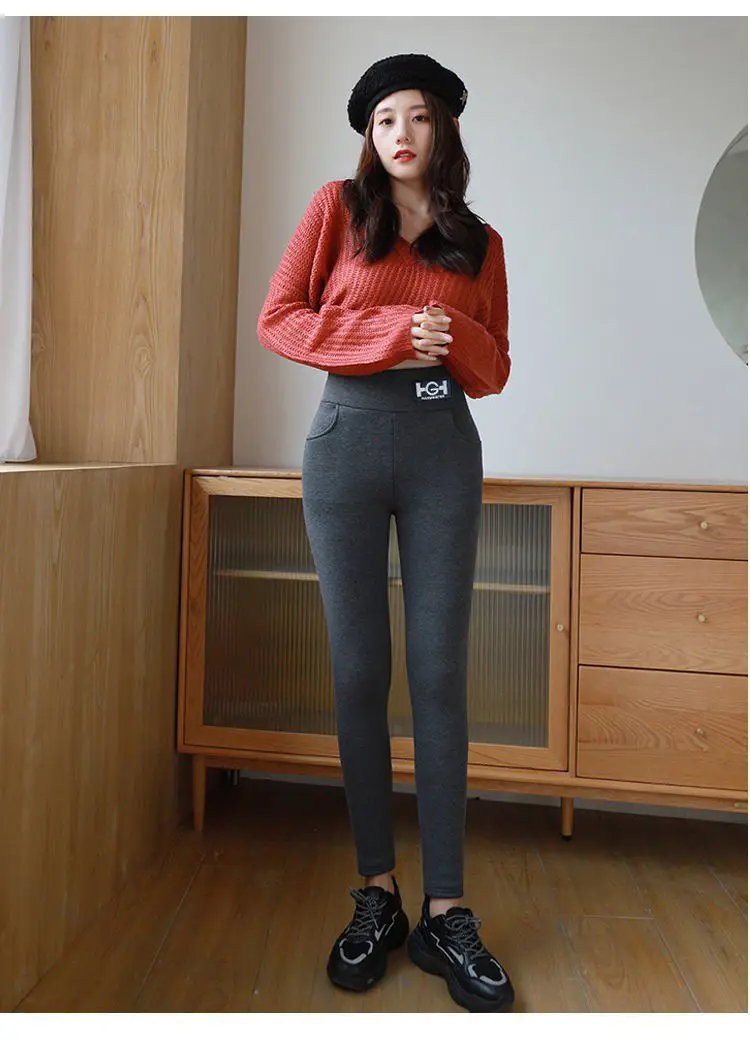 ​​Women's Fleece Lined Thermal Leggings Winter Warm Tights No-Slip Waistband Outdoor Streetwear Yoga Pants High Density Plush​​