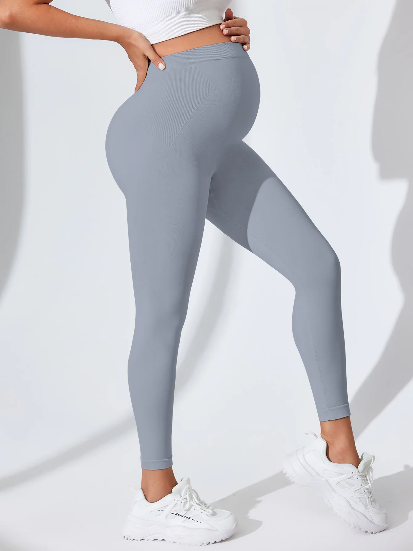 New Seamless Knited Yoga Pants High Waist Pregnancy Leggings Maternity Clothes for Pregnant Women Belly Support Body Long Pants