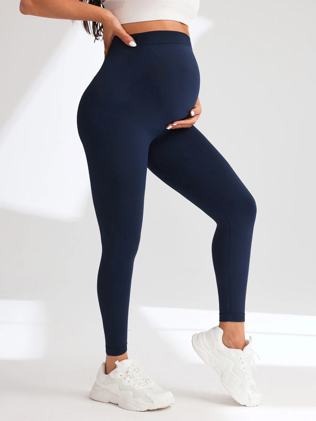 New Seamless Knited Yoga Pants High Waist Pregnancy Leggings Maternity Clothes for Pregnant Women Belly Support Body Long Pants