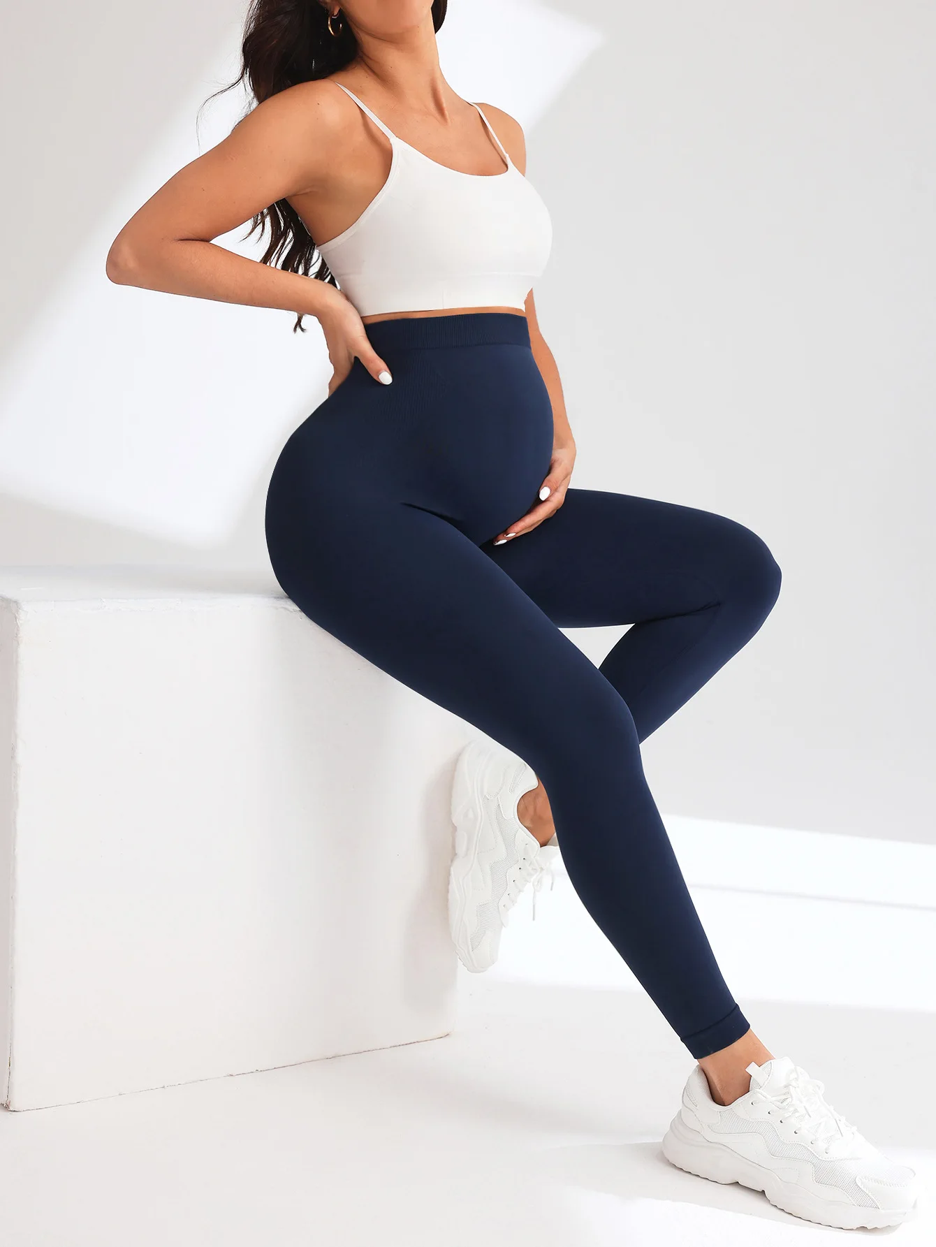 New Seamless Knited Yoga Pants High Waist Pregnancy Leggings Maternity Clothes for Pregnant Women Belly Support Body Long Pants