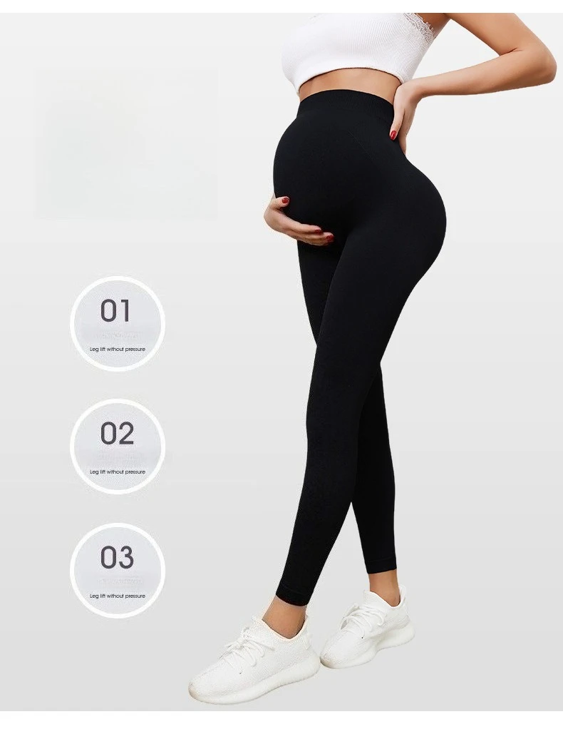 New Seamless Knited Yoga Pants High Waist Pregnancy Leggings Maternity Clothes for Pregnant Women Belly Support Body Long Pants