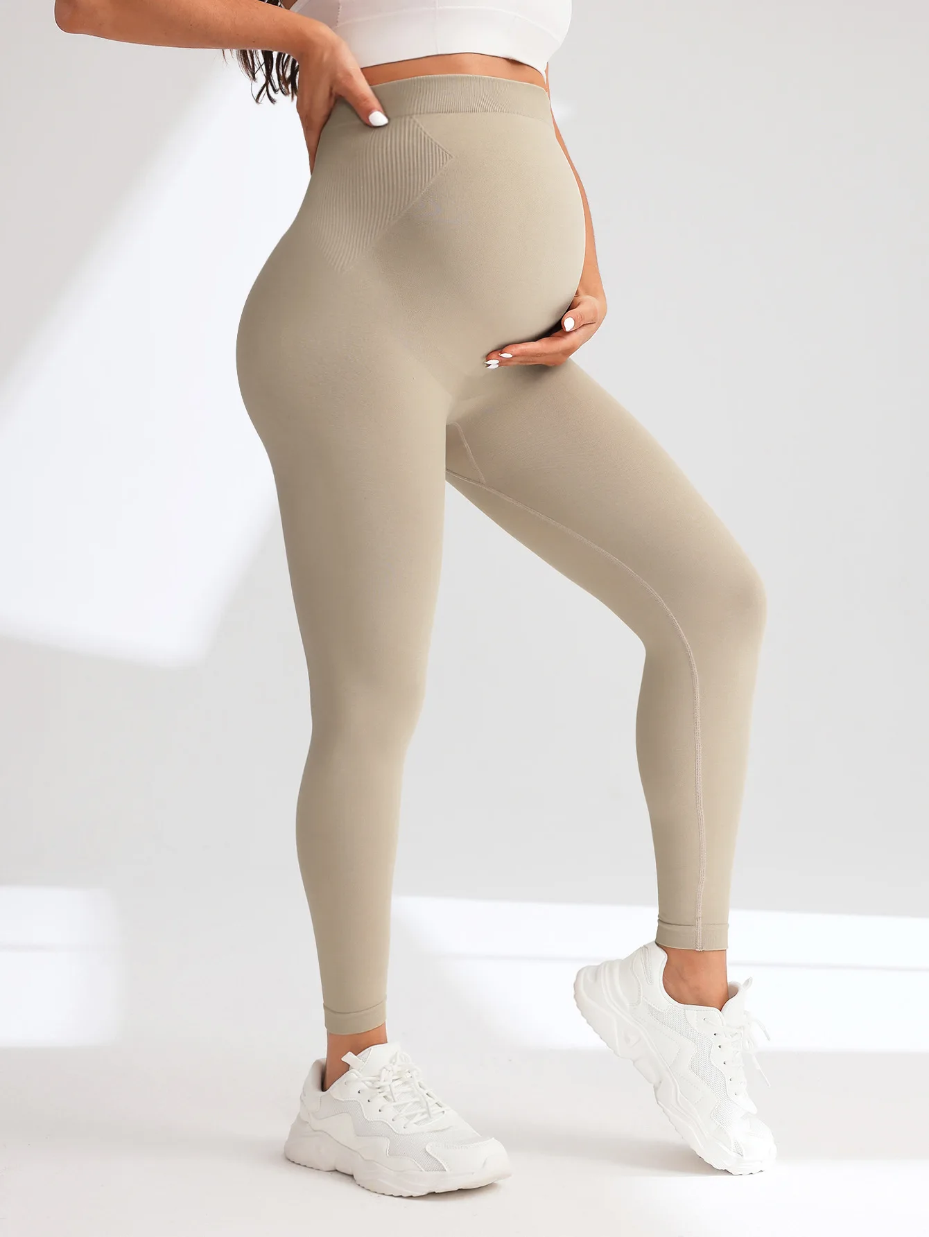 New Seamless Knited Yoga Pants High Waist Pregnancy Leggings Maternity Clothes for Pregnant Women Belly Support Body Long Pants