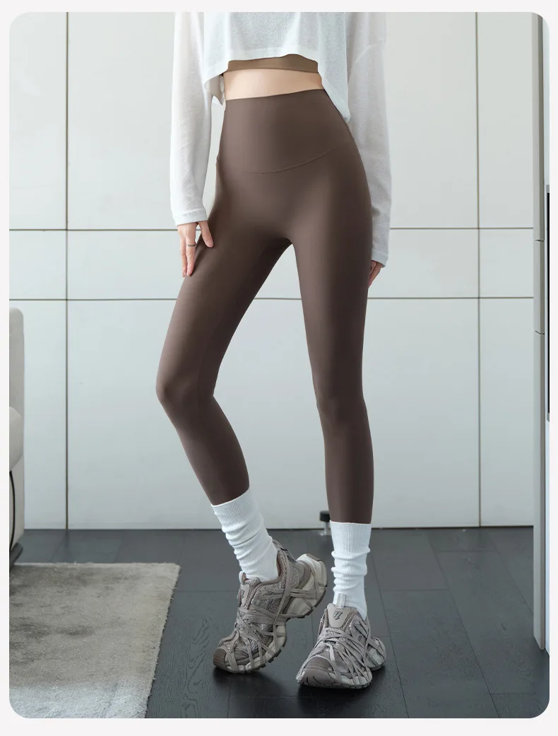 BIVIGAOS Spring Summer Ice Silk Naked Feeling Sharkskin Leggings Women Thin High Elastic Tight Sexy Sport Fitness Yoga Leggings