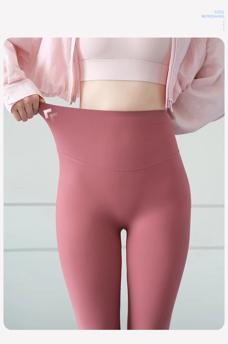 BIVIGAOS Spring Summer Ice Silk Naked Feeling Sharkskin Leggings Women Thin High Elastic Tight Sexy Sport Fitness Yoga Leggings