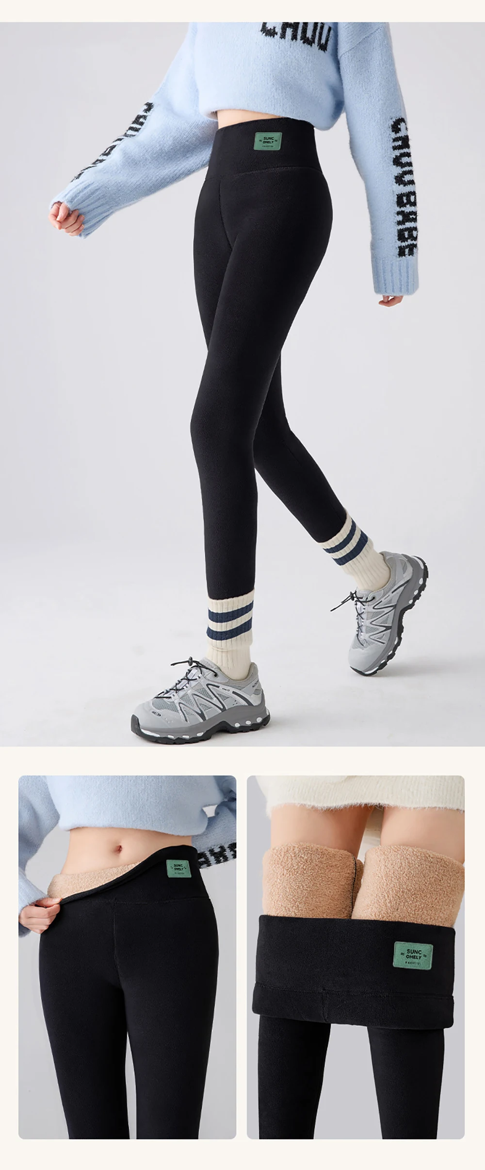 Women Winter Thicken Warm Leggings Thermal Fleece Lined Pants High Waist Thermos Tights Pants For Cold Weather