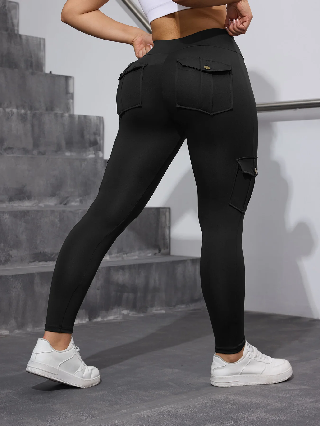 Camouflage Printed Women's Leggings With Pocket Sports Cargo Pants High Waist Slim Fit Tight Pants