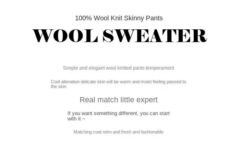 100% Wool Leggings For Women Warm AutumnWinter Solid Color Elastic Waist Knitted French Fashion Pants