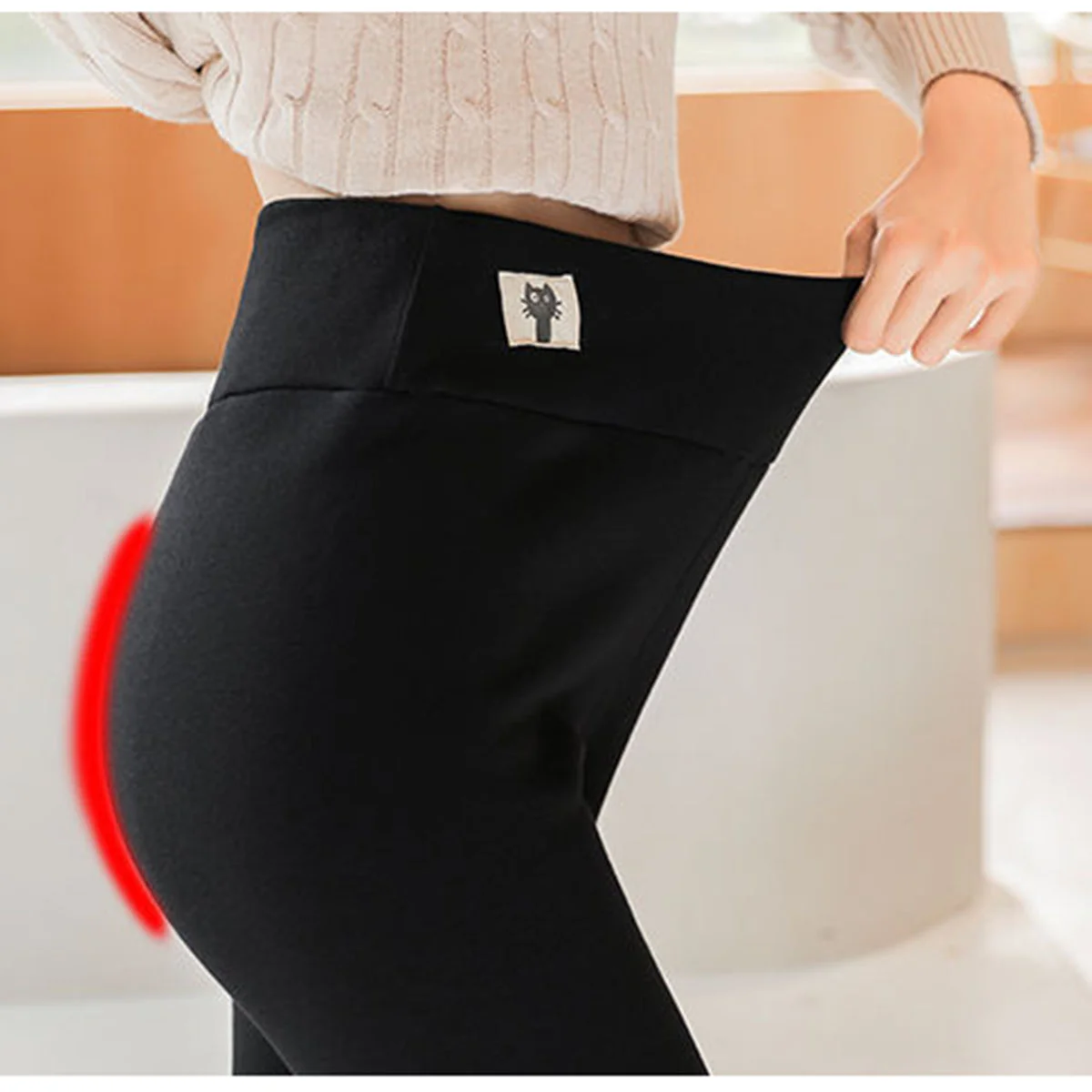 Women Winter Plus Velvet Stretch Leggings High Waist Warm Fleece Lined Velvet Keep Warm Pants Black Casual Thick Winter Leggings