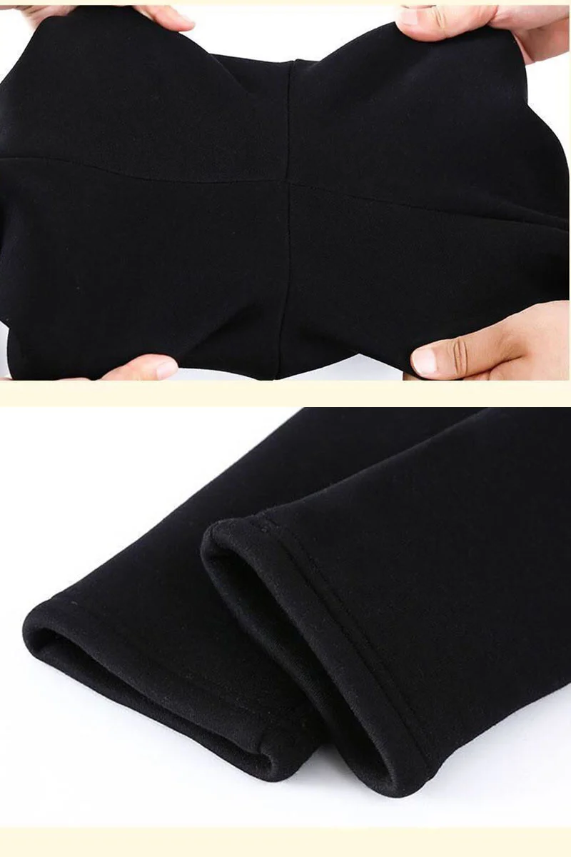 Women Winter Plus Velvet Stretch Leggings High Waist Warm Fleece Lined Velvet Keep Warm Pants Black Casual Thick Winter Leggings
