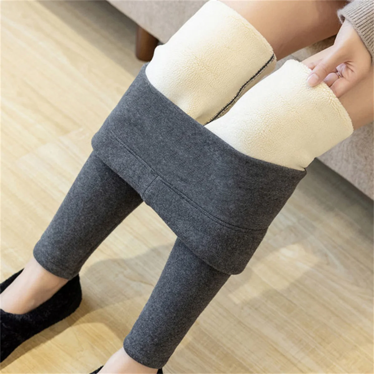 Women Winter Plus Velvet Stretch Leggings High Waist Warm Fleece Lined Velvet Keep Warm Pants Black Casual Thick Winter Leggings