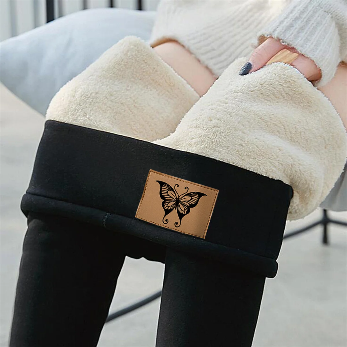 Women Winter Plus Velvet Stretch Leggings High Waist Warm Fleece Lined Velvet Keep Warm Pants Black Casual Thick Winter Leggings