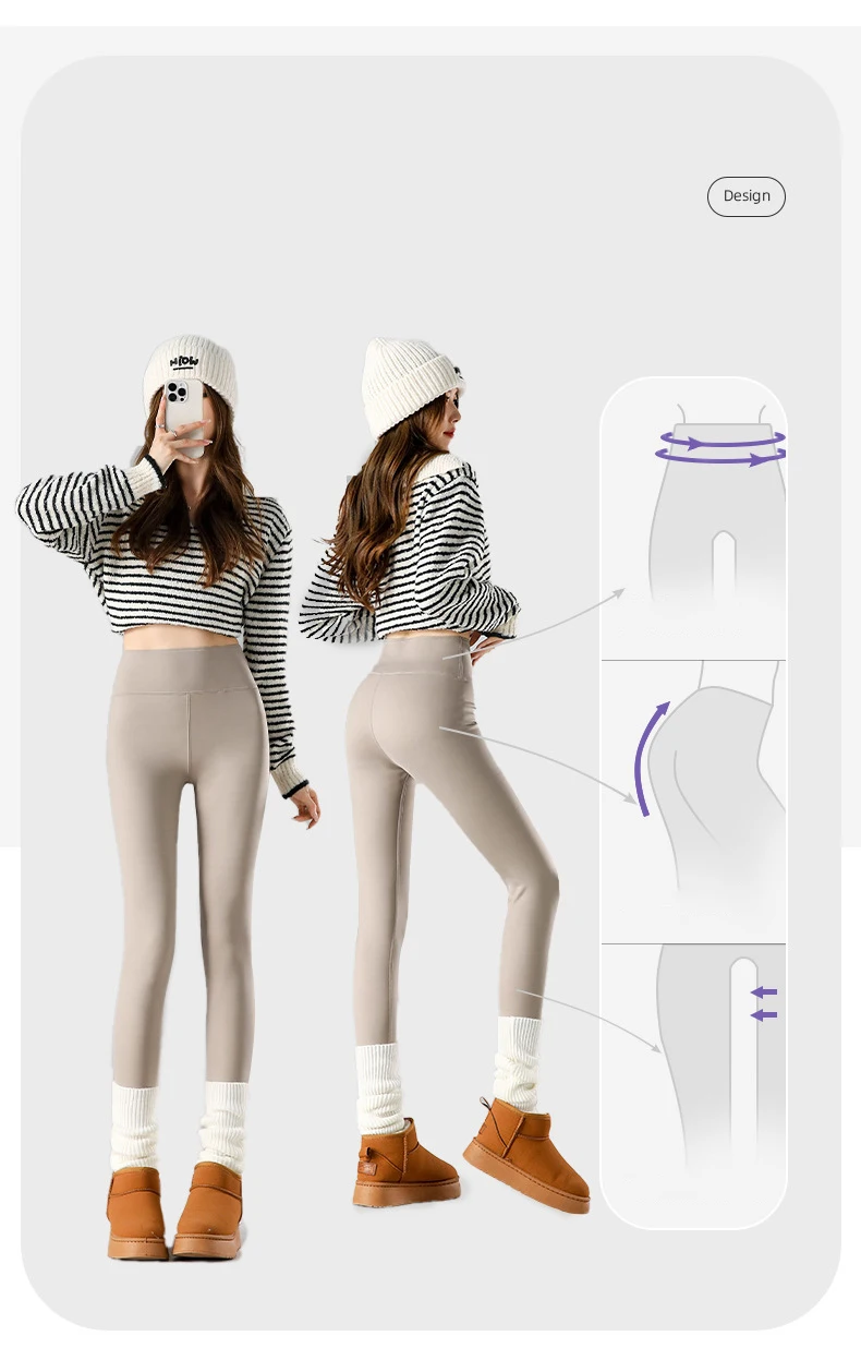 BIVIGAOS Autumn Winter New Rabbit Fleece Thicken Sharkskin Leggings Women Basic Casual High Waist Velvet Warm Leggings
