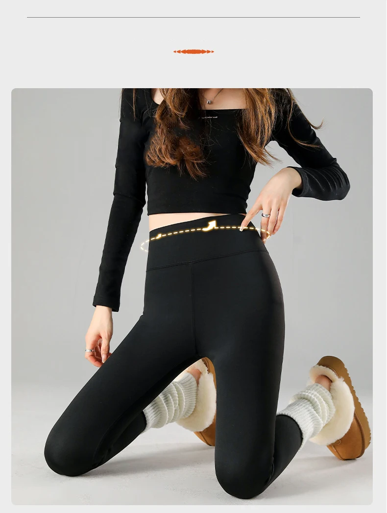 BIVIGAOS Autumn Winter New Rabbit Fleece Thicken Sharkskin Leggings Women Basic Casual High Waist Velvet Warm Leggings