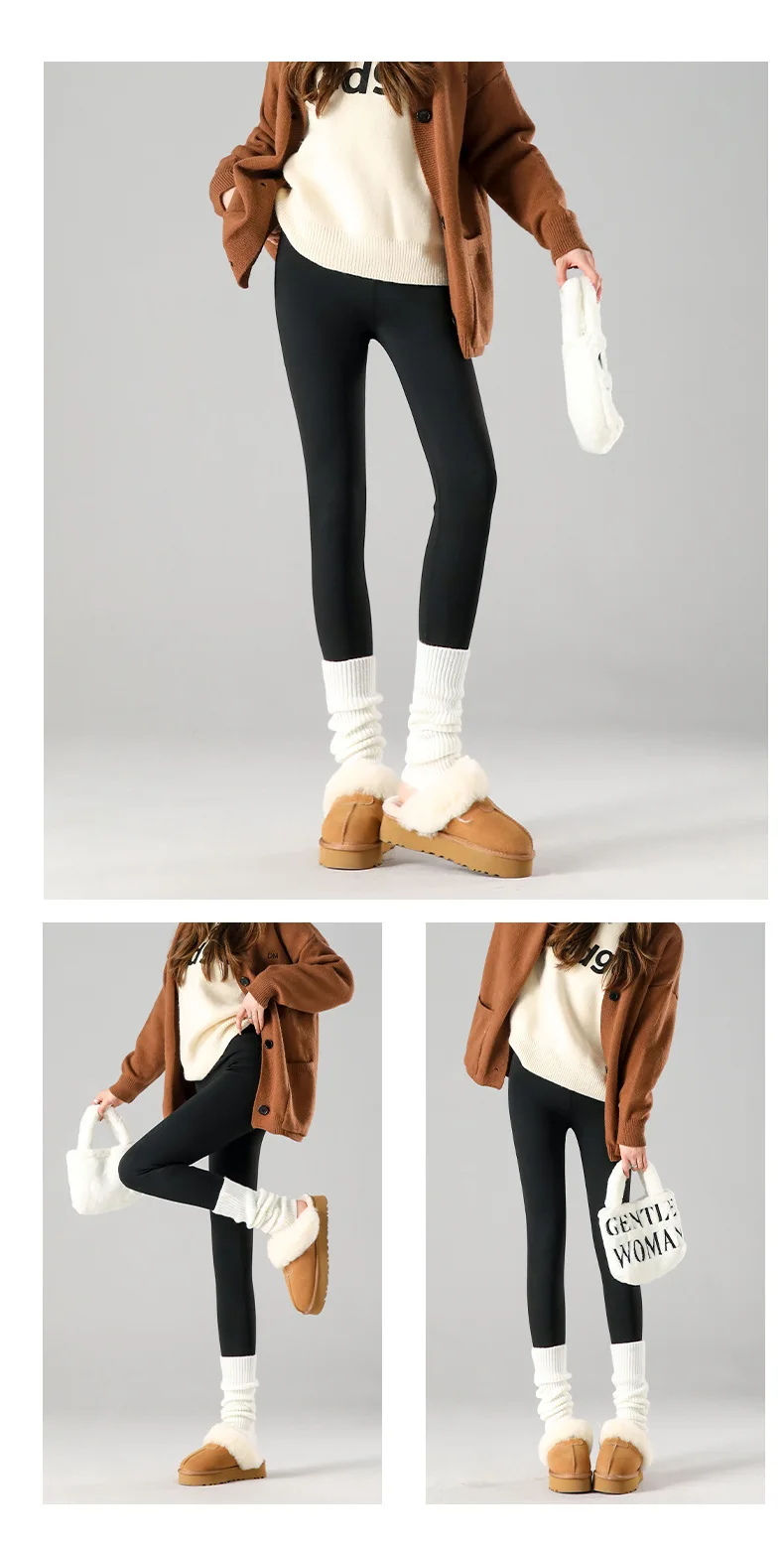 BIVIGAOS Autumn Winter New Rabbit Fleece Thicken Sharkskin Leggings Women Basic Casual High Waist Velvet Warm Leggings