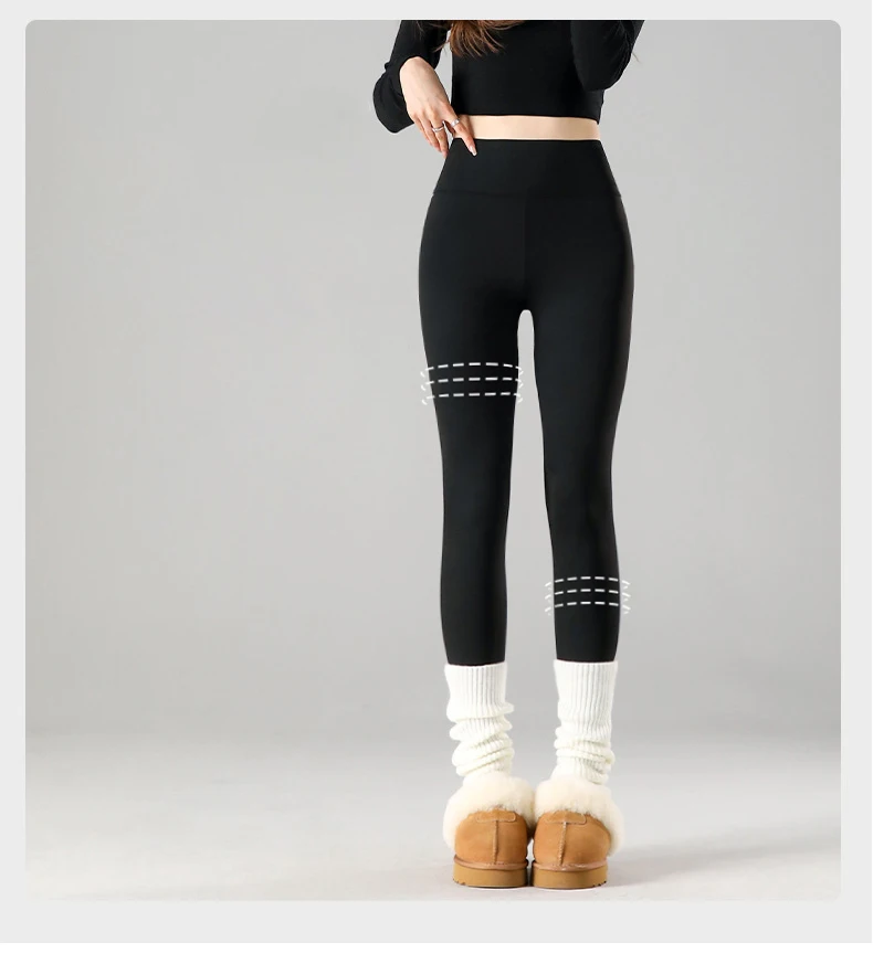 BIVIGAOS Autumn Winter New Rabbit Fleece Thicken Sharkskin Leggings Women Basic Casual High Waist Velvet Warm Leggings