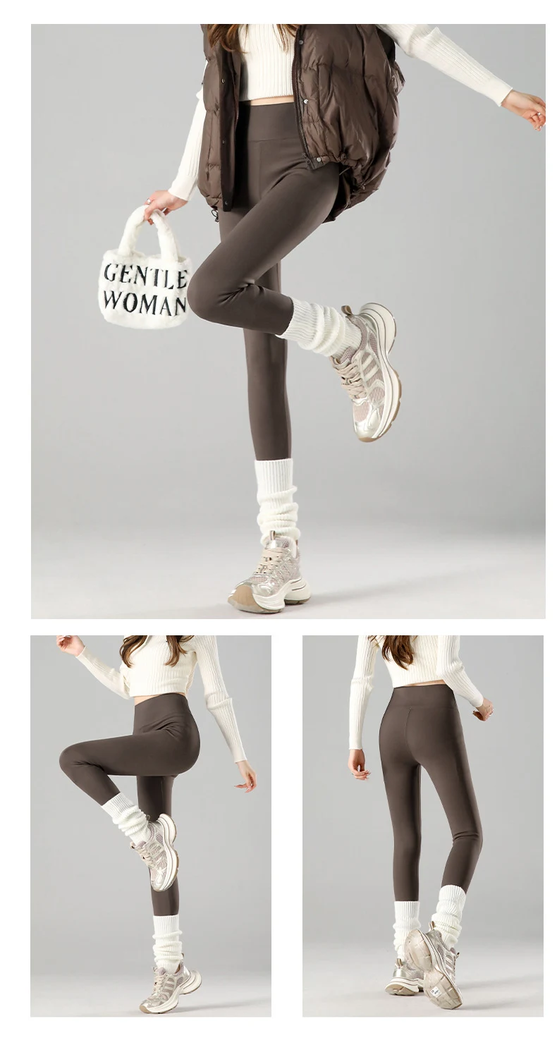 BIVIGAOS Autumn Winter New Rabbit Fleece Thicken Sharkskin Leggings Women Basic Casual High Waist Velvet Warm Leggings
