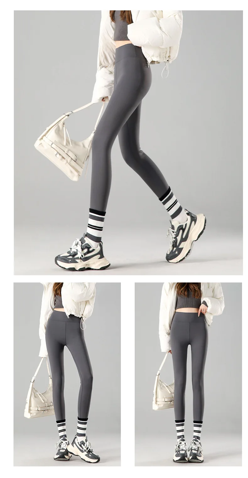 BIVIGAOS Autumn Winter New Rabbit Fleece Thicken Sharkskin Leggings Women Basic Casual High Waist Velvet Warm Leggings