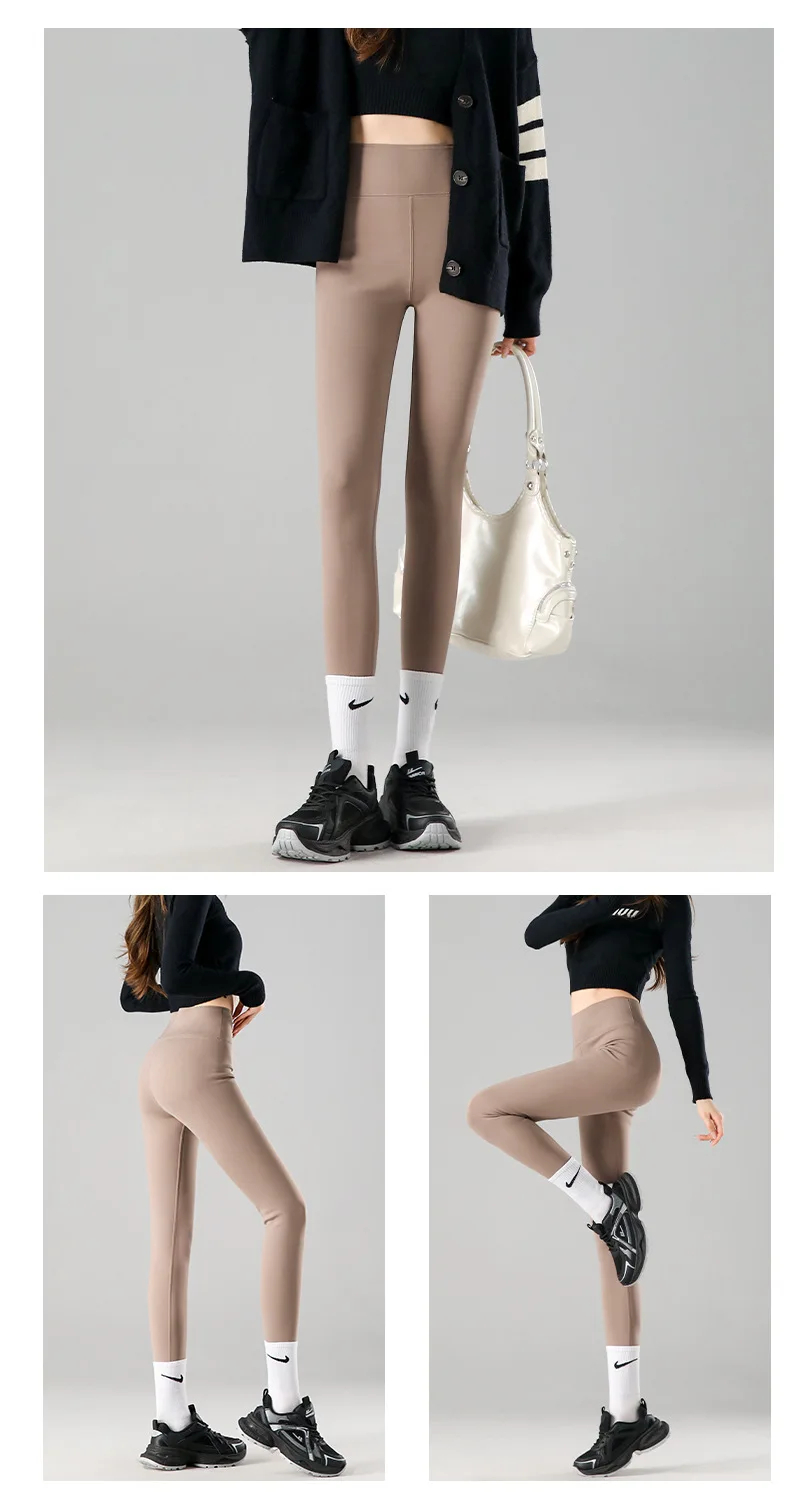BIVIGAOS Autumn Winter New Rabbit Fleece Thicken Sharkskin Leggings Women Basic Casual High Waist Velvet Warm Leggings