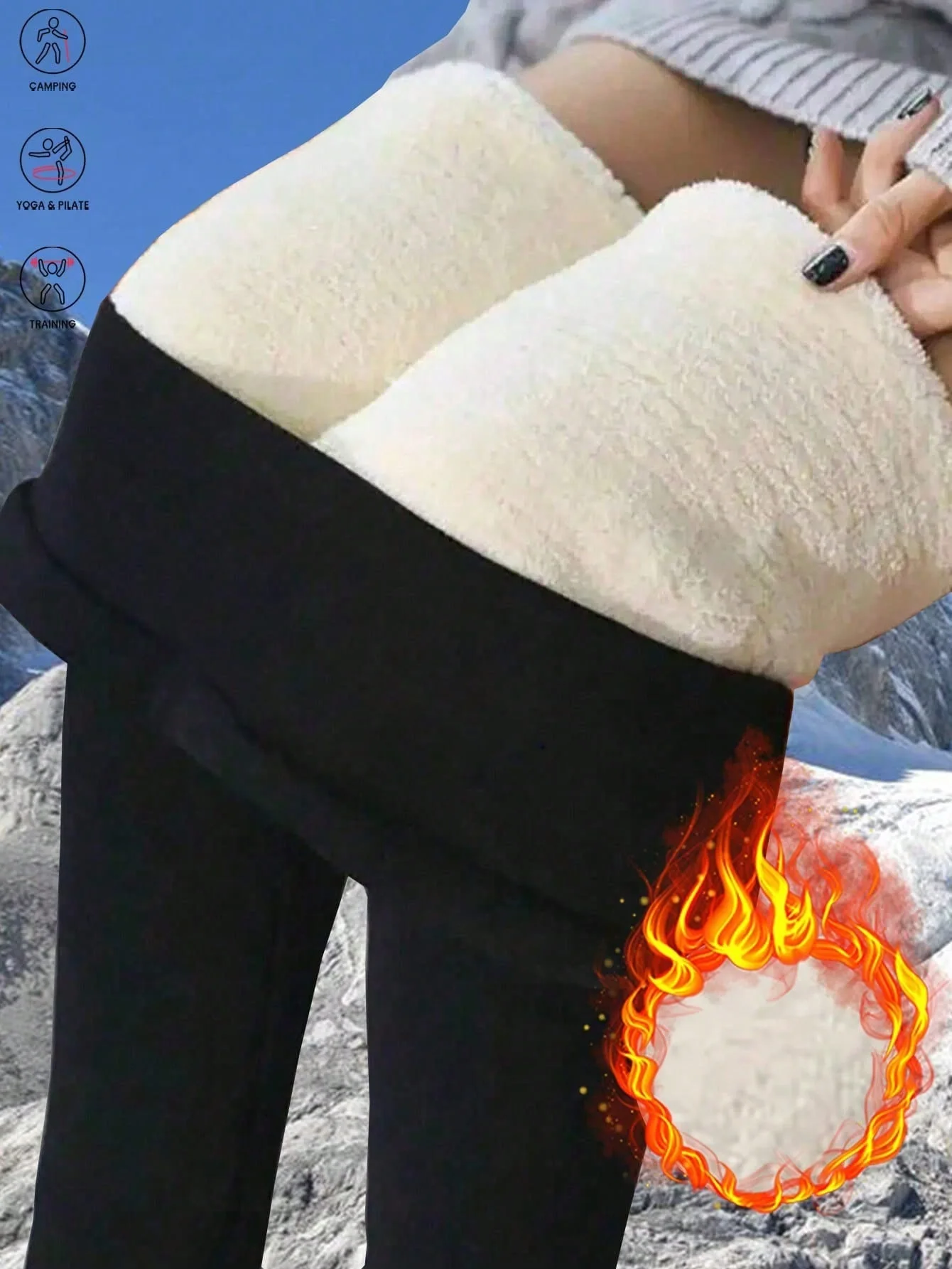 Women's Winter Thick Fleece Thermal Leggings High Waist Super Warm Skinny Pants Outdoor Running Compression Tights