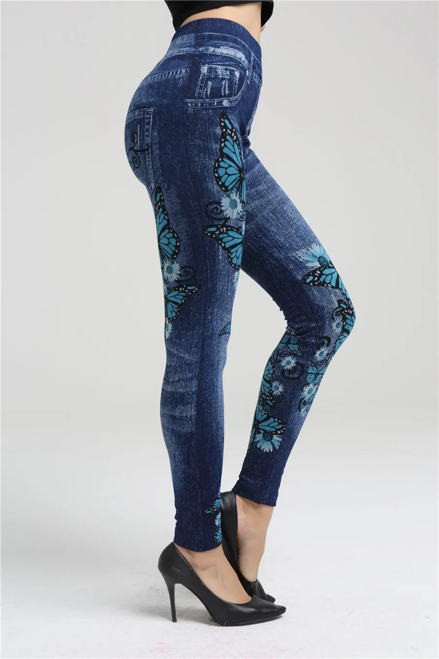 High Waist Seamless Jean Legging Women Printed Leggings High Elastic Knitting Slim Fashion Gym Trainning Hip Liftting Tights
