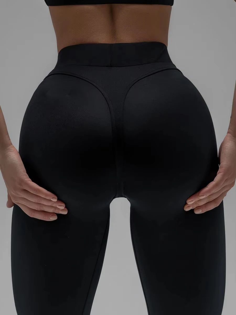 Black Sexy High Waist Scrunch Butt Yoga Leggings Thick Workout Butt Lifting Plus Size Tights Yoga Pants For Women