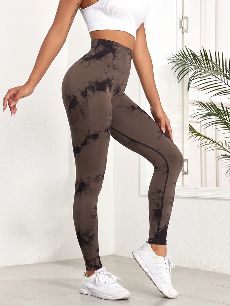 2024 New Tie Dye Gym Leggings Women Fitness Push Up Casual Sport Leggings Of Women Running Outdoors