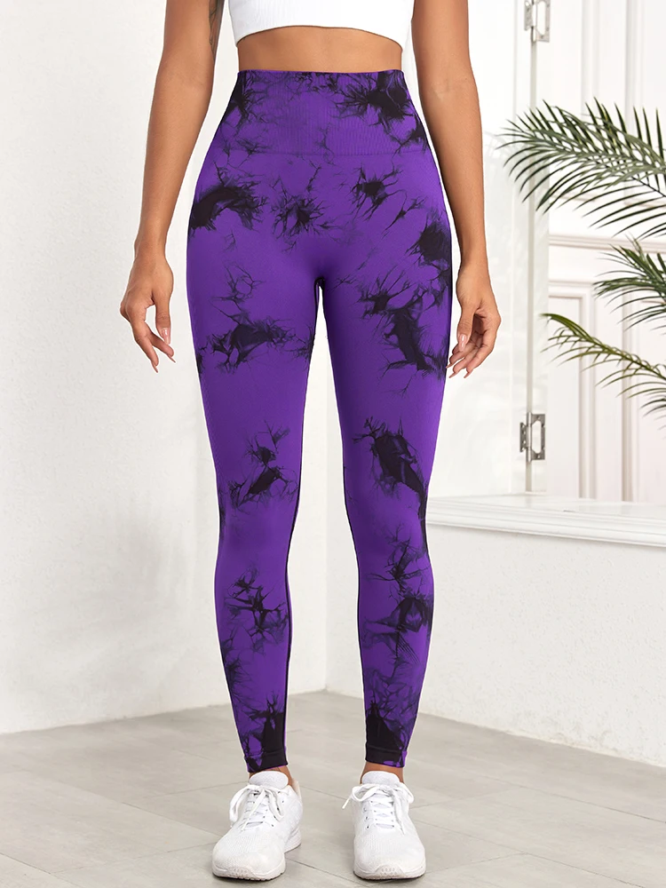 2024 New Tie Dye Gym Leggings Women Fitness Push Up Casual Sport Leggings Of Women Running Outdoors