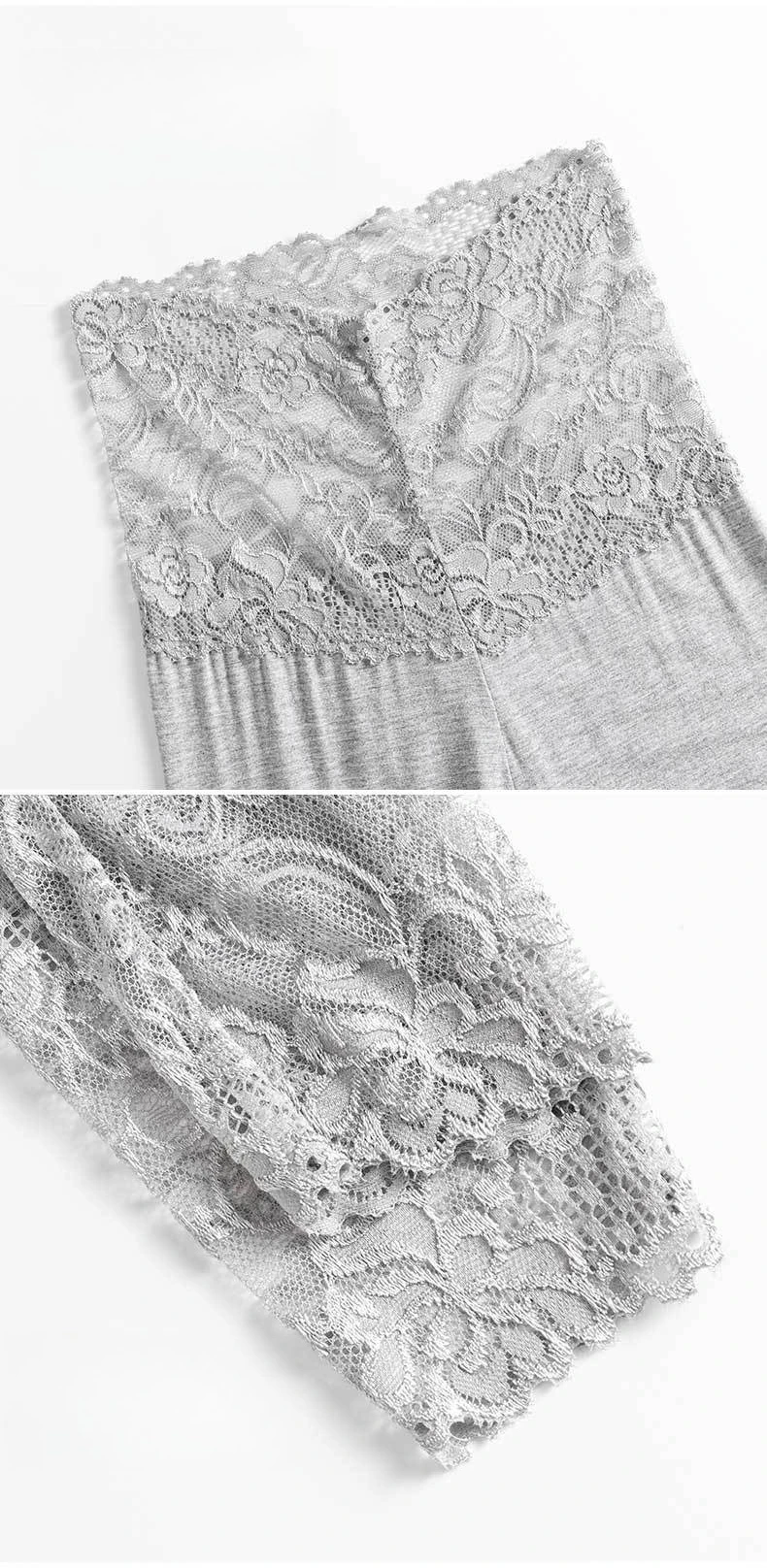 Modal Leggings Women High Waisted Sexy Lace Slim Stretchy Breathable Wear Alone Spring Fall Base Layer Butt Liftting Leggings