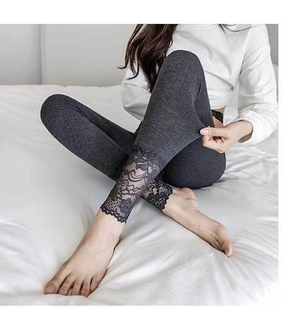 Modal Leggings Women High Waisted Sexy Lace Slim Stretchy Breathable Wear Alone Spring Fall Base Layer Butt Liftting Leggings