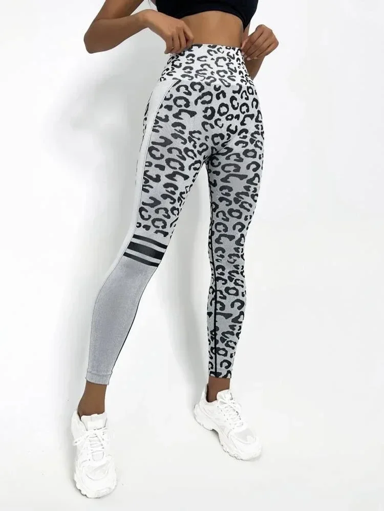 Leopard Print Leggings Women High Waist Seamless Leggings Fitness Hip Liftting Knit Fashion Tights Gym Trainning Yoga Leggings