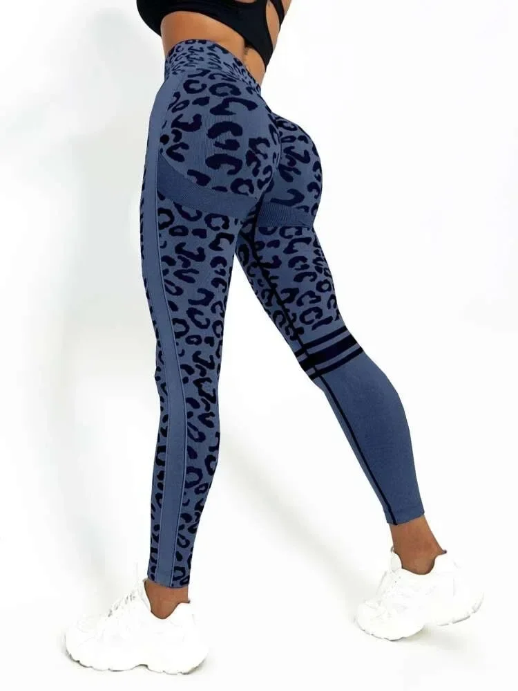 Leopard Print Leggings Women High Waist Seamless Leggings Fitness Hip Liftting Knit Fashion Tights Gym Trainning Yoga Leggings
