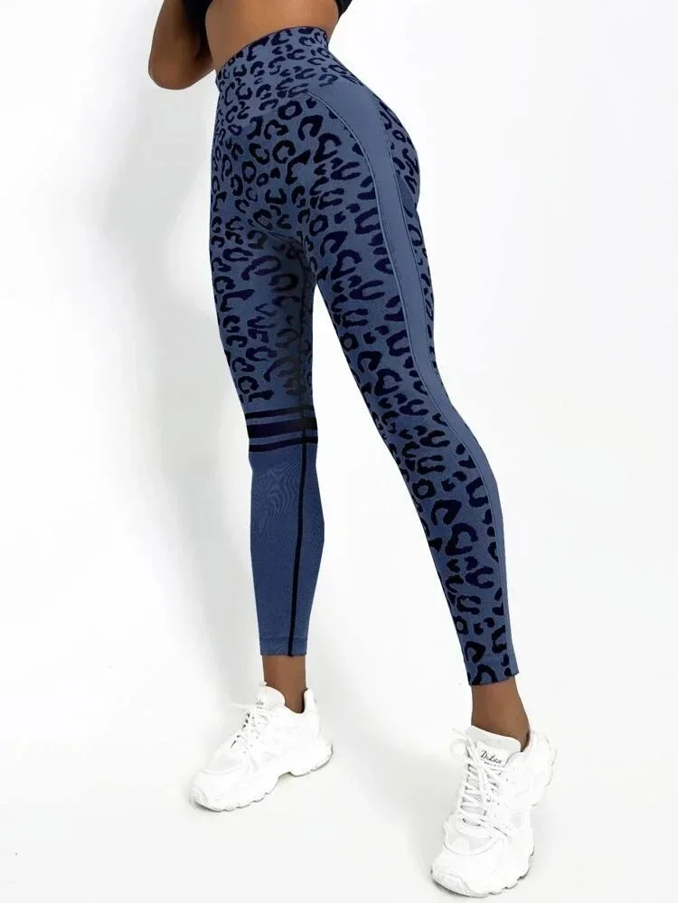 Leopard Print Leggings Women High Waist Seamless Leggings Fitness Hip Liftting Knit Fashion Tights Gym Trainning Yoga Leggings