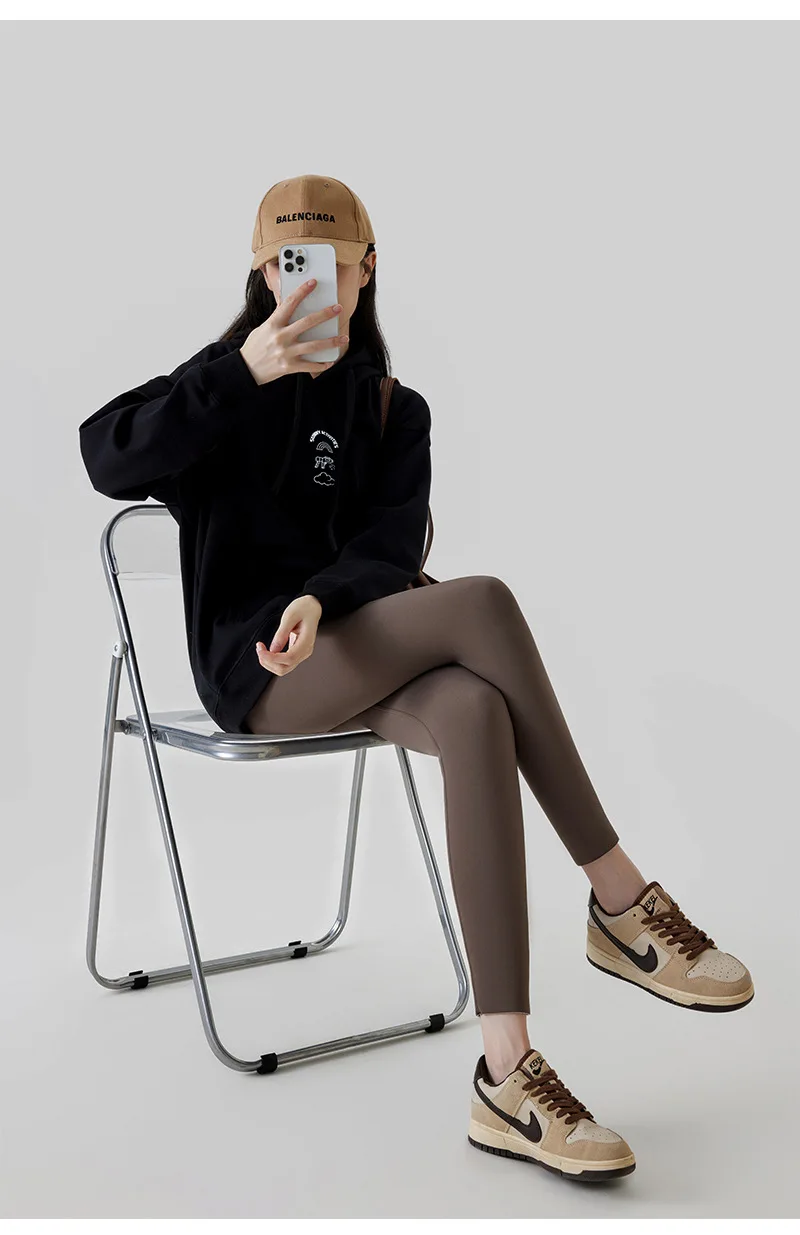 Fleece Lined Leggings Women Winter Warm Thermal Tights High Waist Tummy Control Butt Lifting Shark Pants Slim Casual Outwear