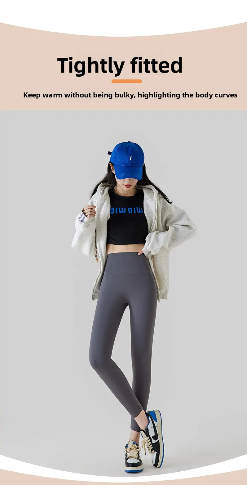 Fleece Lined Leggings Women Winter Warm Thermal Tights High Waist Tummy Control Butt Lifting Shark Pants Slim Casual Outwear