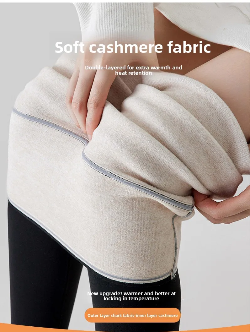 Fleece Lined Leggings Women Winter Warm Thermal Tights High Waist Tummy Control Butt Lifting Shark Pants Slim Casual Outwear