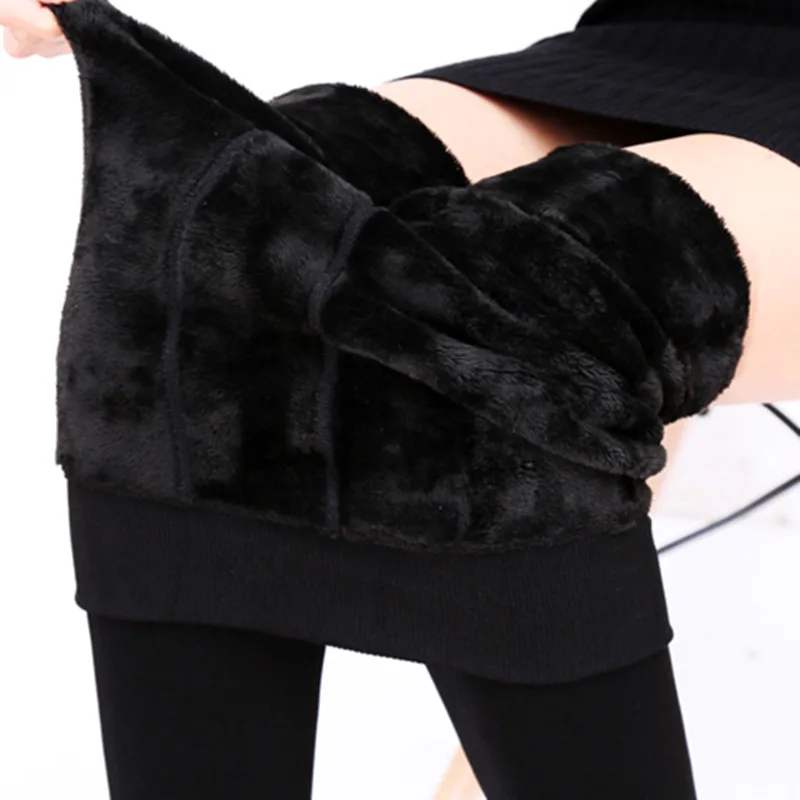 Women Winter Thermal Warm Thick Pantyhose Fluff Lined Stretch Slim Leggings Pants