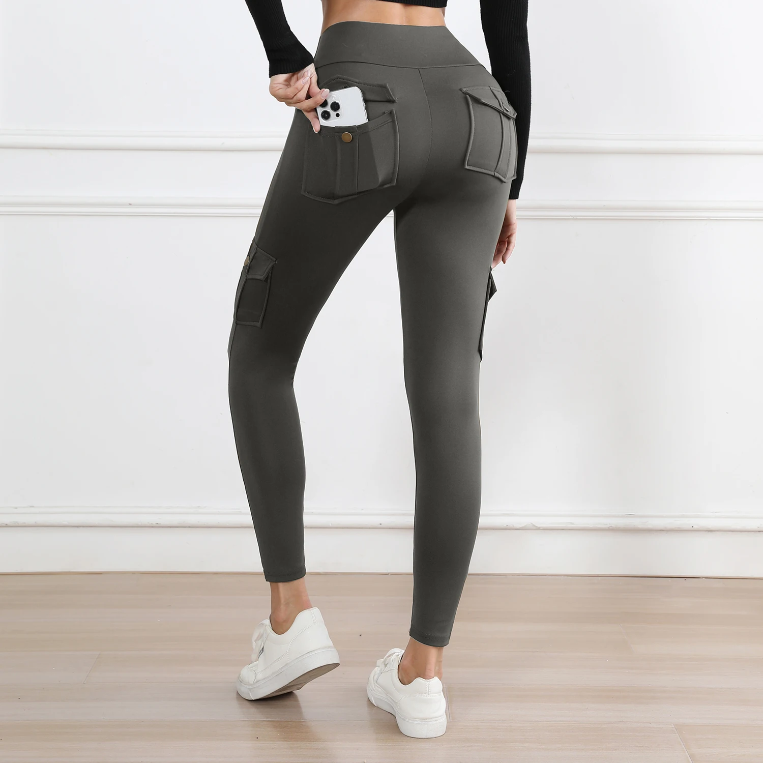 Women's High-Waisted Pockets Gym Leggings – Stylish and Comfortable Stretch Fitness Pants for Outdoor and Athletic Activities