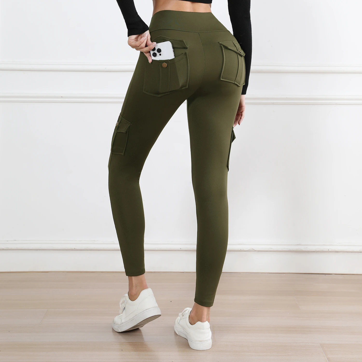 Women's High-Waisted Pockets Gym Leggings – Stylish and Comfortable Stretch Fitness Pants for Outdoor and Athletic Activities