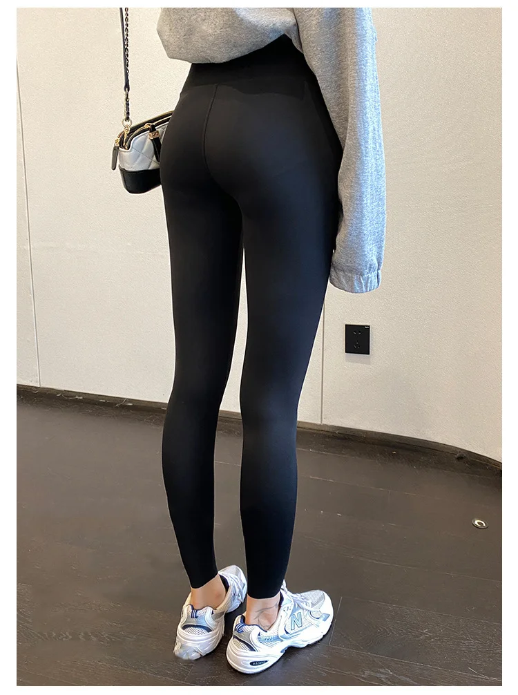 BIVIGAOS Spring New Leisure Shark Leggings Pants Women's Slim Tight-Fitting Elastic High Waist Black Sports Fitness Leggings